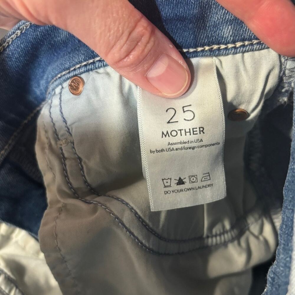 MOTHER Stunner Zip Ankle Step Fray Jeans Size 25 Good Girls Do Blue - Picture 10 of 12